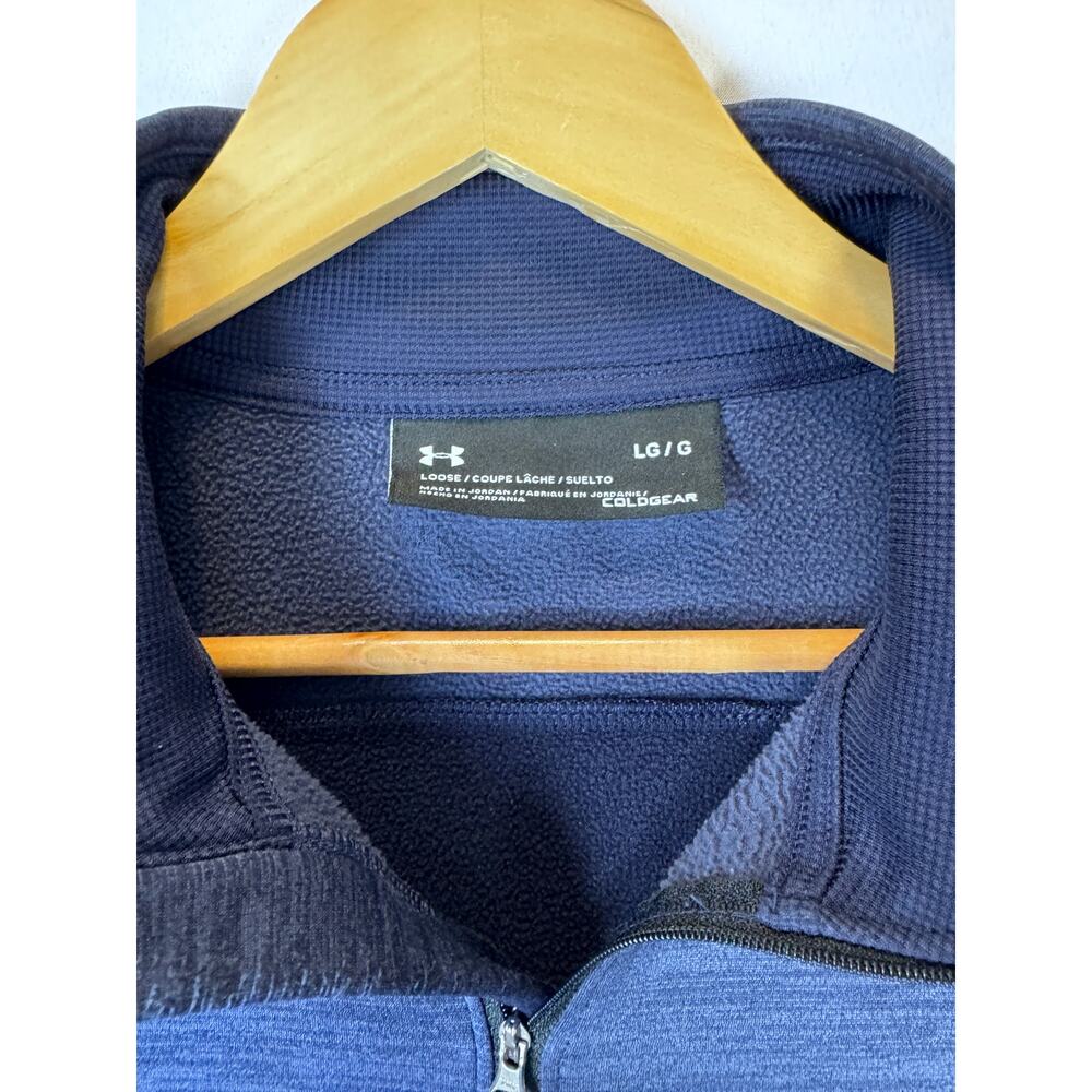 Under Armour ColdGear Pullover Mens Large Navy 1/4 Zip Thermal Long Sleeve - Picture 3 of 10